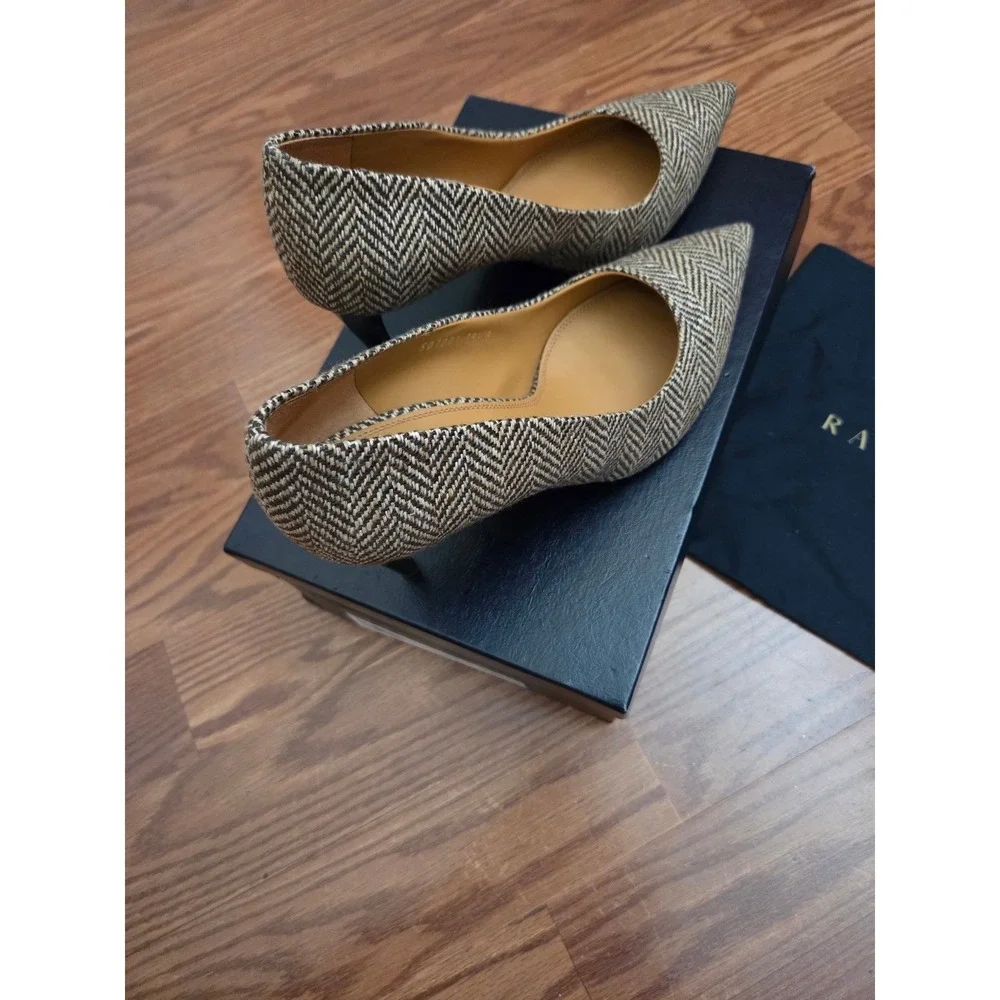 Ralph Lauren Purple Label Armissa Herringbone Tweed Pumps Brown EU 39.5 Italy‎